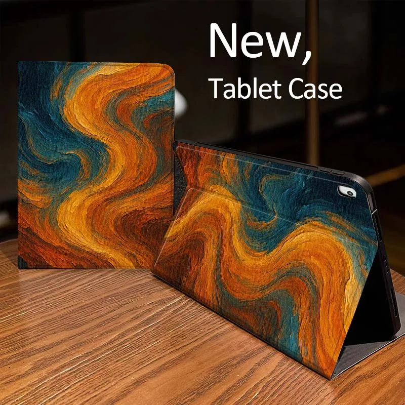 Cartoon Leaf Swirl Pattern Case For iPad Pro mini Air 1 2 4 3 5 6 7 8gen 9gen 11 M2 M3 M4 6th 7th 10th 11th Gen 2025 Tablet