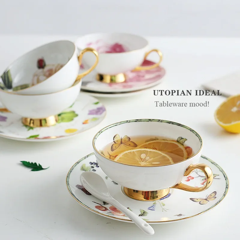 

Ceramic Cup Bone China Coffee Cup Saucer Small Fresh European Tea Cups Afternoon Tea Black Tea Gift Coffee Mug Coffee Cups