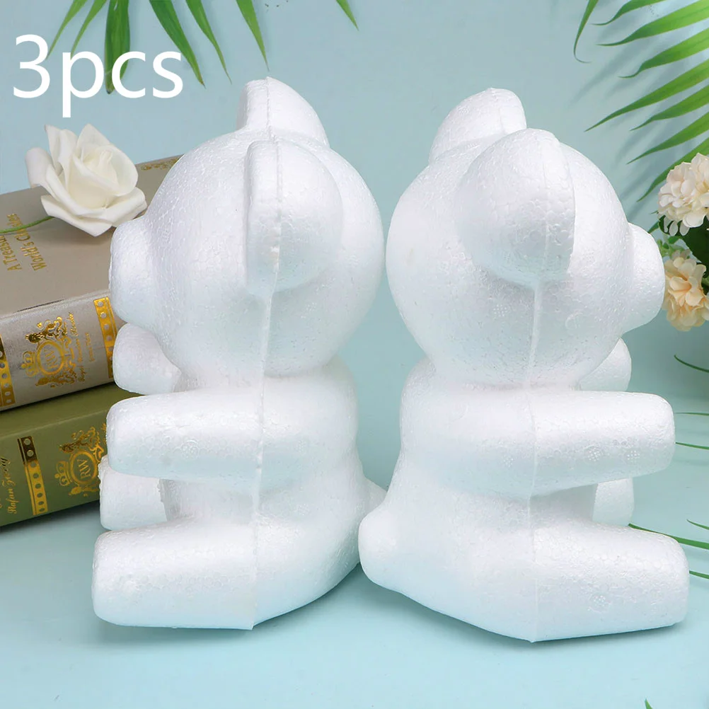 3 Pcs Foam Balls Bear Model DIY Desktop Decor Flower Arrangement Shape White Child