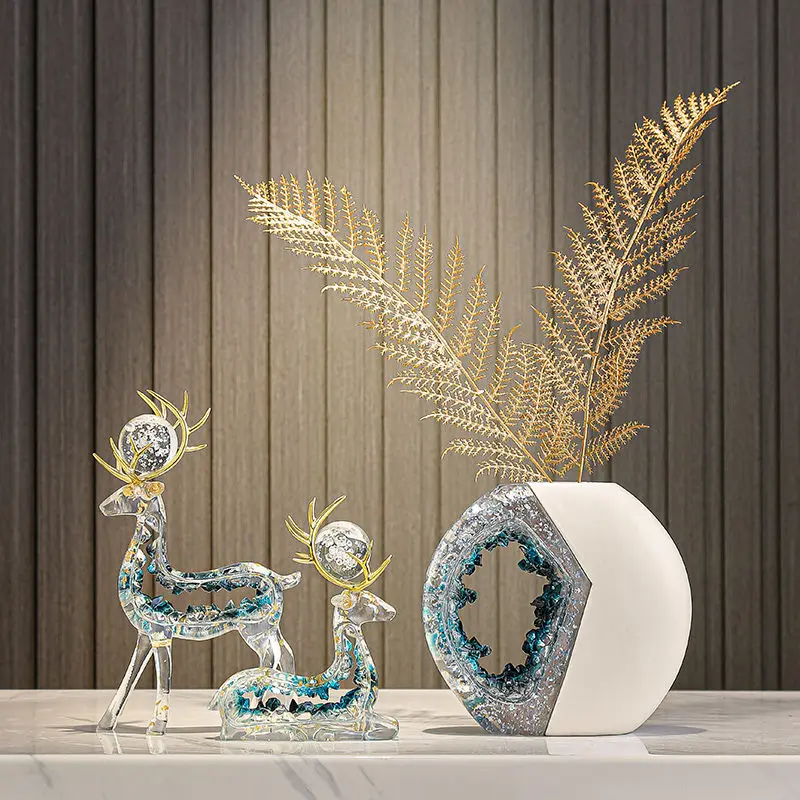 Home entrance light luxury high-end crystal vase ornament, home decoration