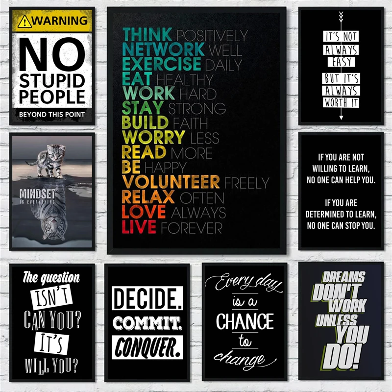 

Motivational Phrases Poster Inspiring Words Wall Art No Pain No Gain Canvas Painting Prints Wall Art Office Decor No Frame