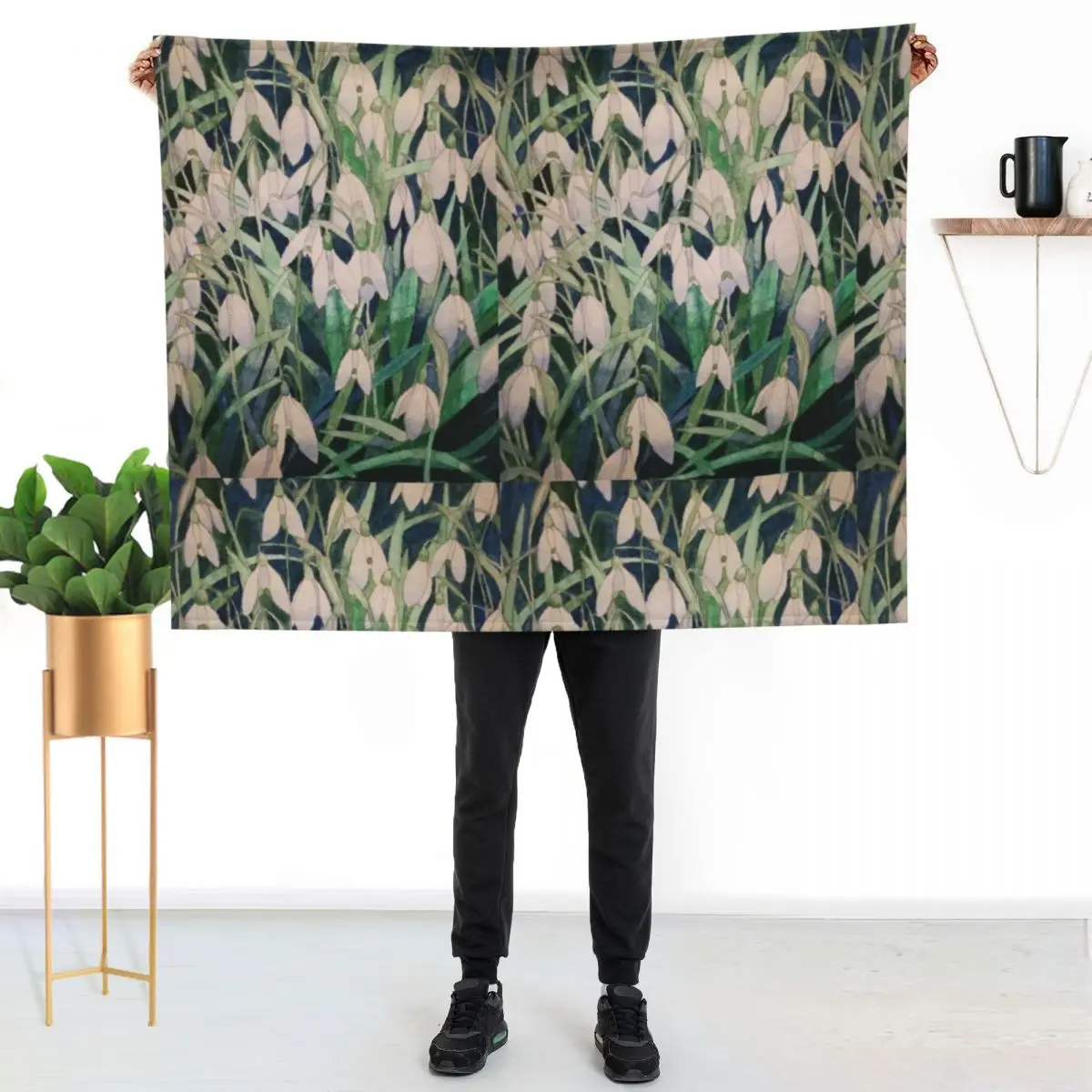 Snowdrops watercolour painting Throw Blanket Designers Plaid on the sofa Luxury St Bed Fashionable Luxury Beach Blankets