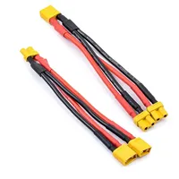 2PCS XT30 Parallel Battery Connector Male/Female Cable Dual Extension Y Splitter 3-Way Silicone Wire for Battery Charger
