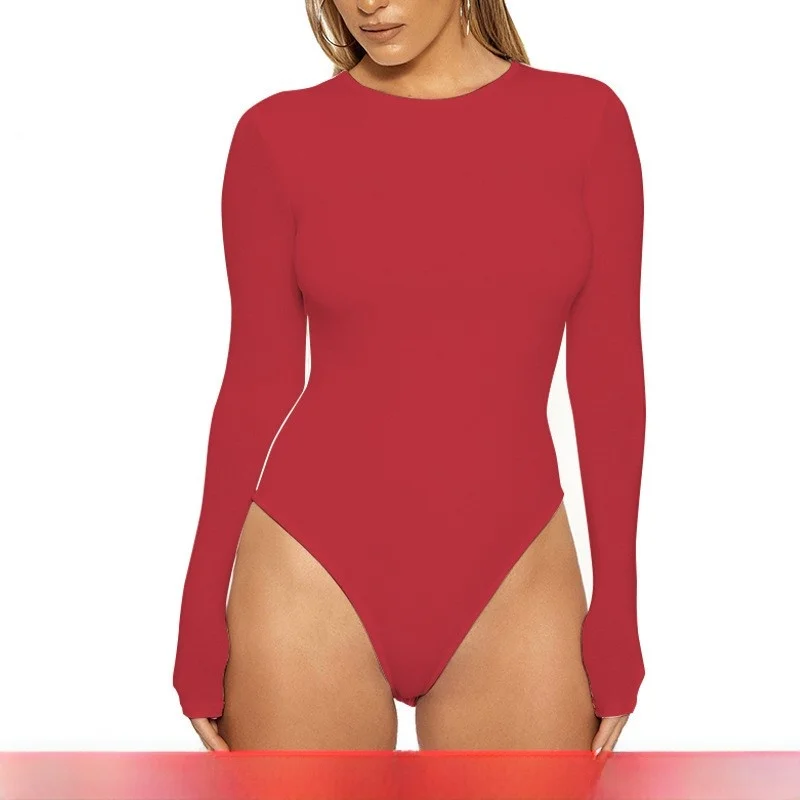 

Sexy Long Sve Bodysuit Women Tight Fit Base Layer Tank Top Crew Ne Piece Suit mid Waist ort Pants Thin Model