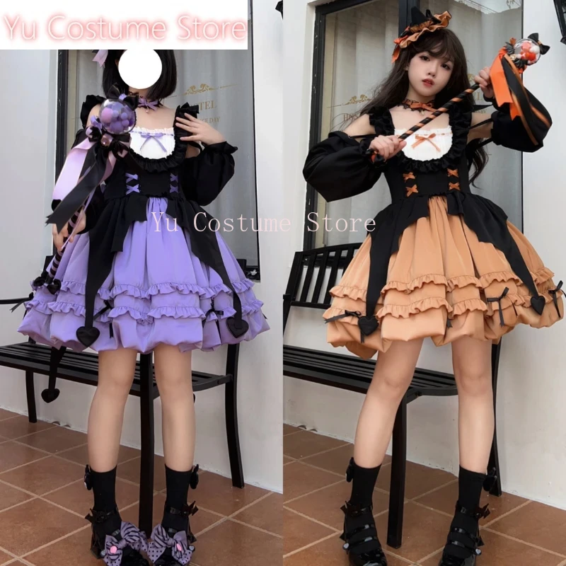 

Victorian Gothic Lolita Jsk Dress Women Sweet Y2k Starry Night Witch Bow Party Dresses With Oversleeve Cute Girls PunkYu Costume