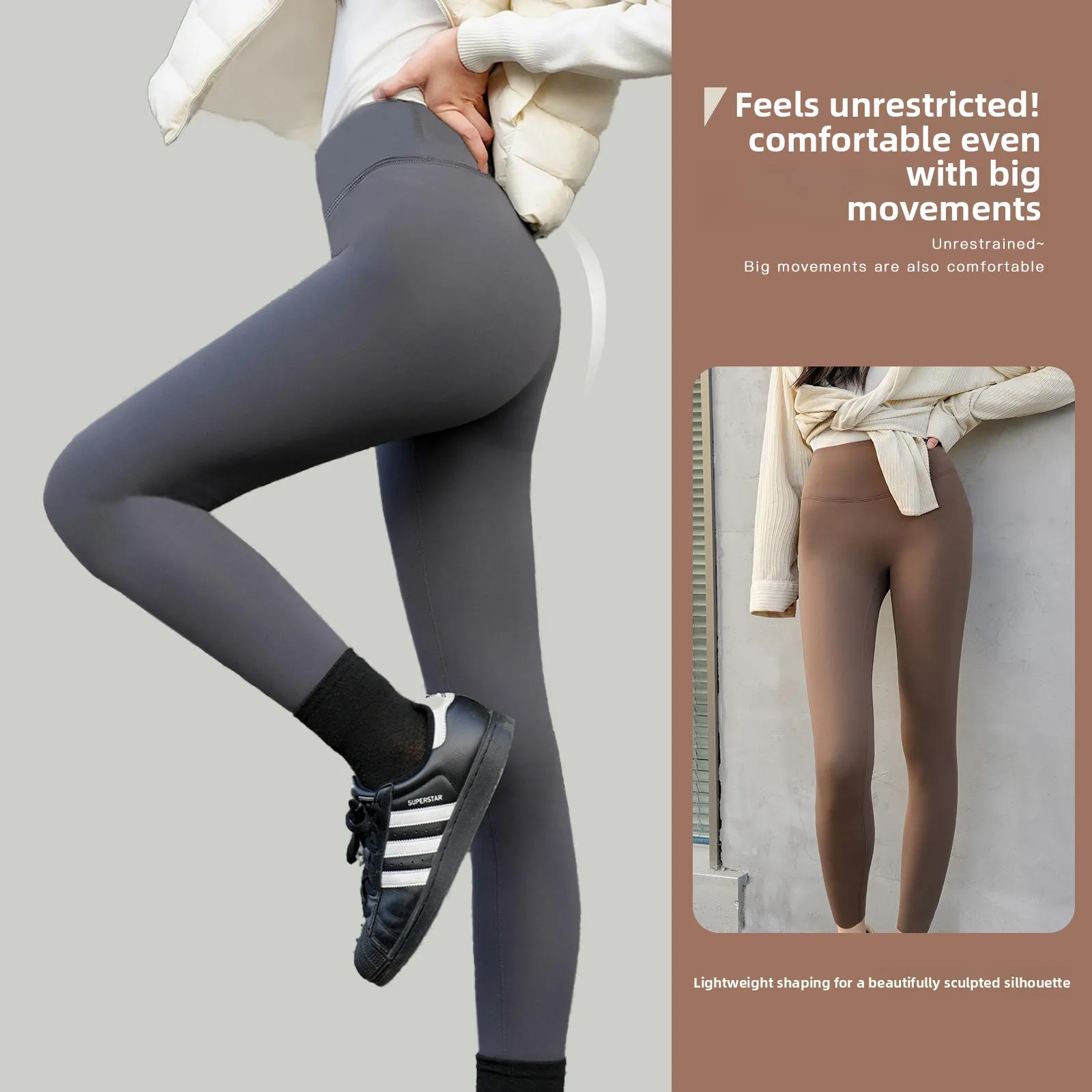 Women's Thi Yoga Pants Autumn Winter New Sle Pure Color Butt Lifting Slimming Nine Points Can Be Worn outside Fem Pants