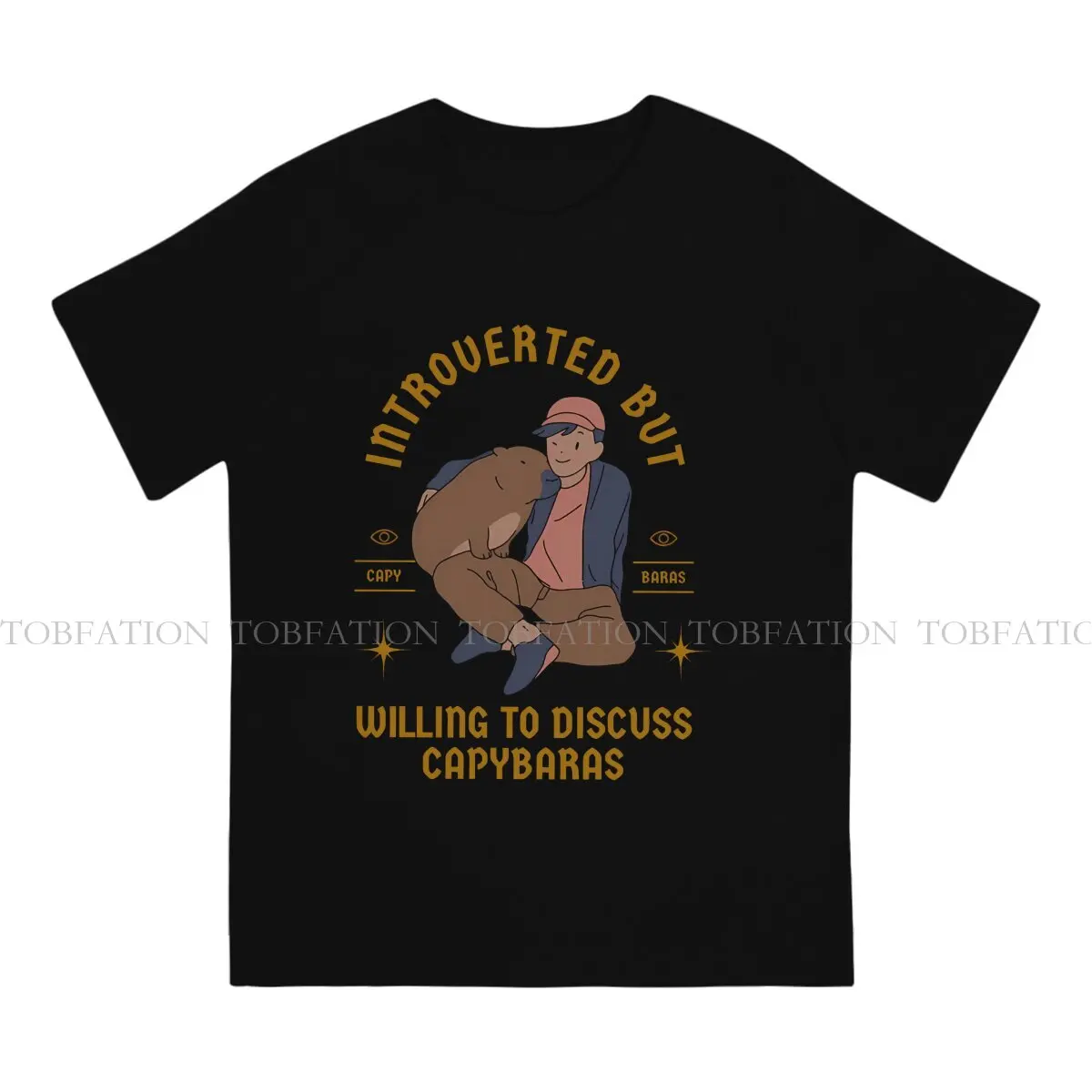 Introverted But Willing To Discuss Capybara Tshirt Top Cotton Oversized Ofertas Men's Clothes Casual Men T shirt