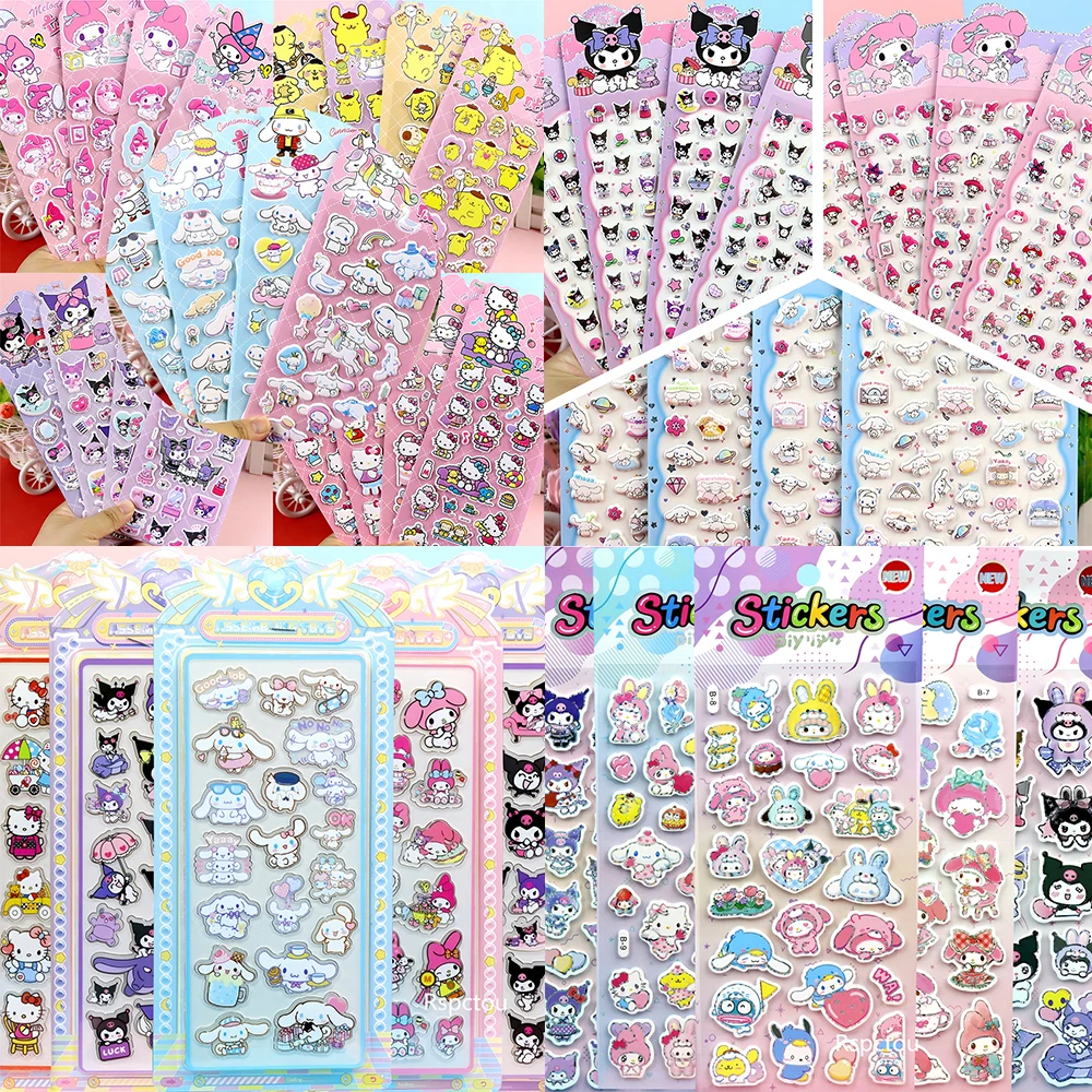Kawaii سانريو ثلاثية الأبعاد منتفخ ملصقات لطيف أنيمي كورومي بلدي ميلودي سينامورول فقاعة ملصق الأمتعة الزخرفية المحمول الشارات لعبة هدية