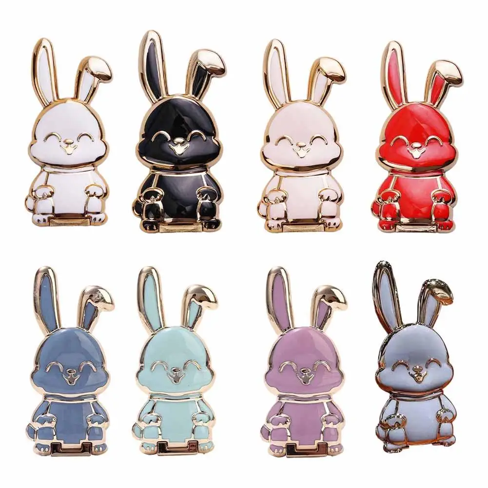 Cute Rabbit Mobile Phone Holder 3D Electroplating Rabbit Bracket Phone Cases Foldable Design Universal Mobile Phone Finger Stand