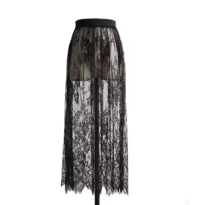 Fashion Flower Lace Underskirt Slips 75cm Anti-glare Mesh Underskirt Slips Dress Loose Hight Waist Lining Petticoat Women Girls - Image 2