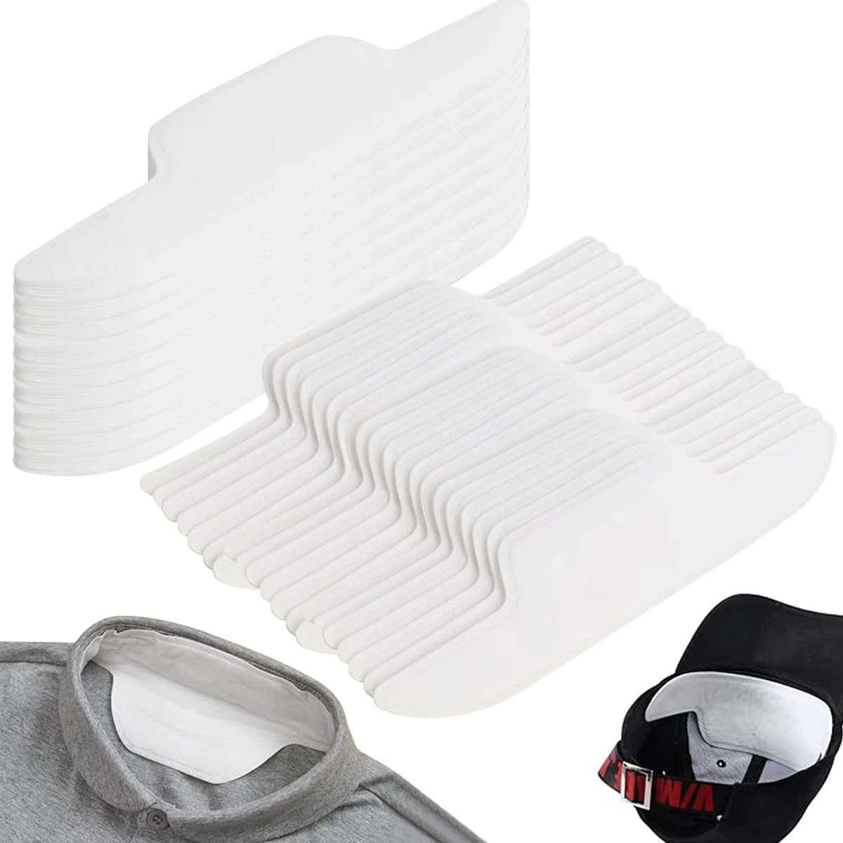 

100/200 PCS Disposable Sweat Absorbing Neck & Hat Liners – Self-Adhesive Collar Protectors for Shirts and Caps