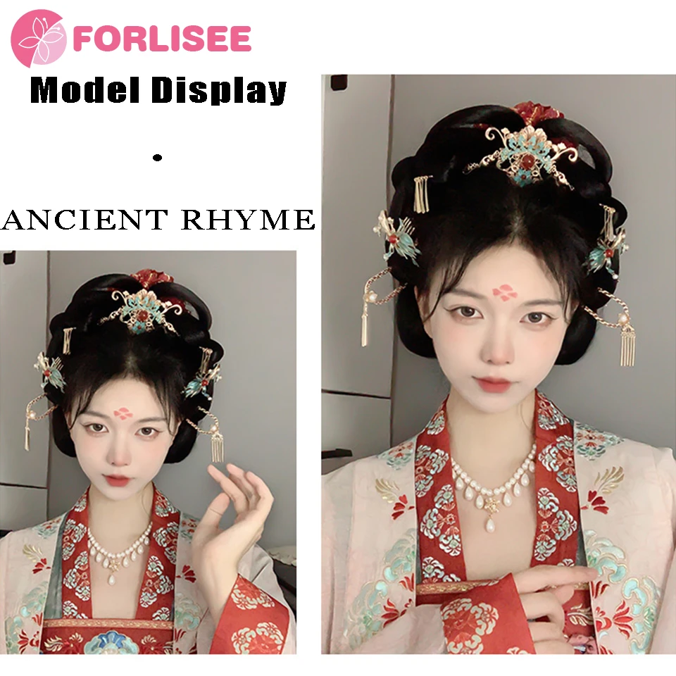 Synthetic Ancient Costume Hanfu Wig All-in-one Lazy Hairband Ancient Style Full Tang Style Hairstyle Daily Wig Bun Pad Hair Bag