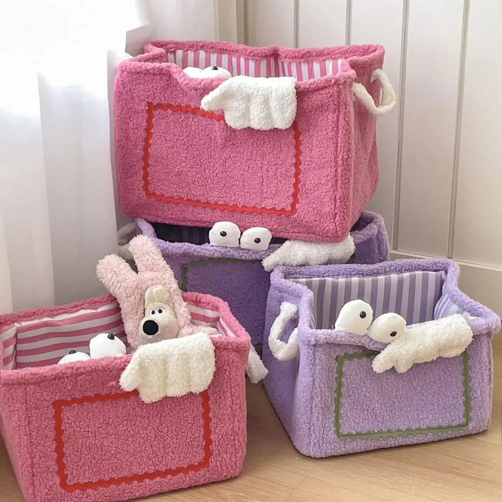 Storage Basket with Handle Foldable Storage Bin Non-Fading Snacks Toys Cartoon Decorative Storage Container Organizer Basket