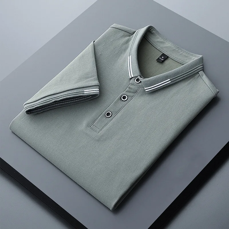 Men's Clothing Summer New Cotton Slim Fit Trend Business Casual Short Sleeve Turn-down Collar Polo T-shirt Breathable Tops
