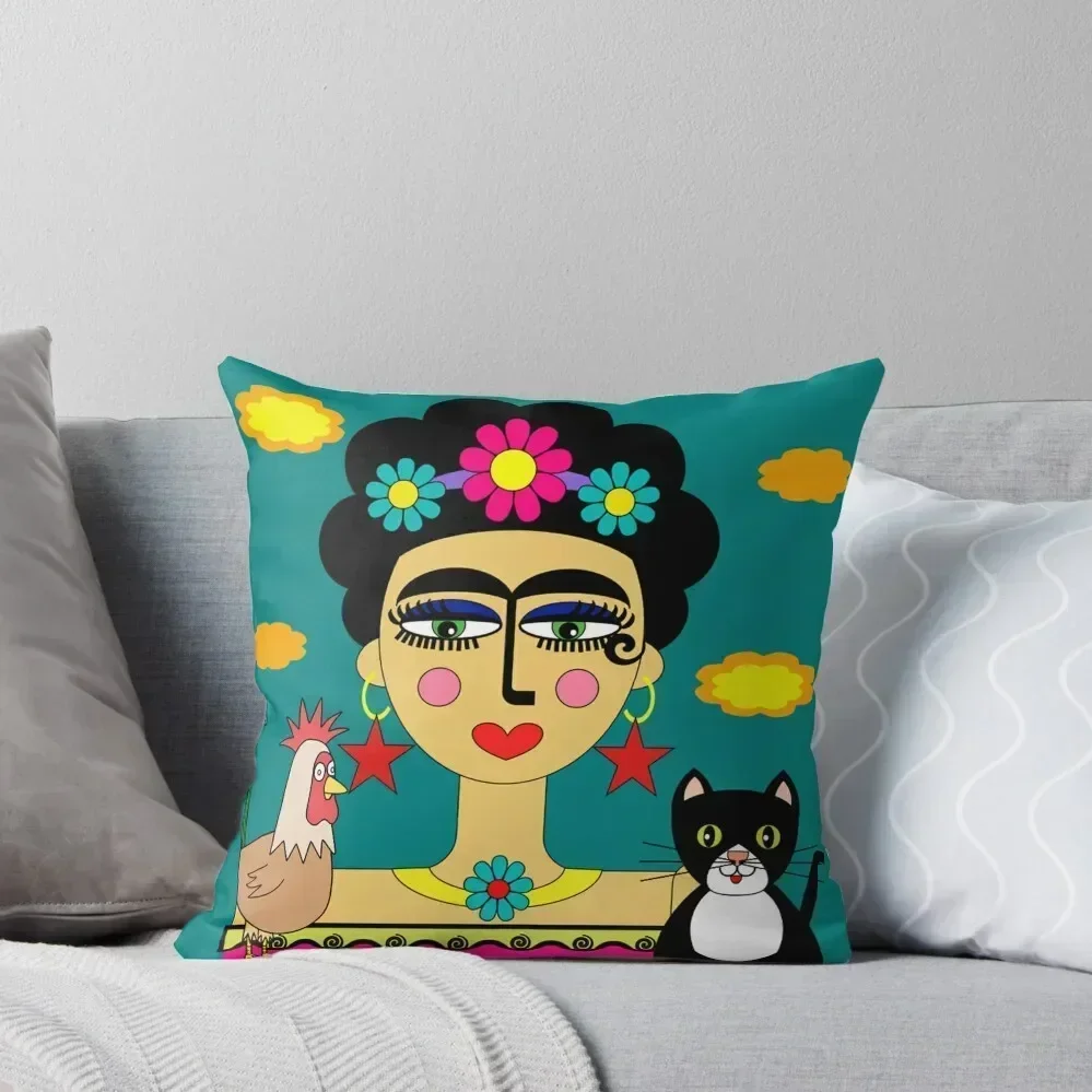 

Senorita with Cat and Rooster Throw Pillow Ornamental Pillow luxury home accessories bed pillows pillow