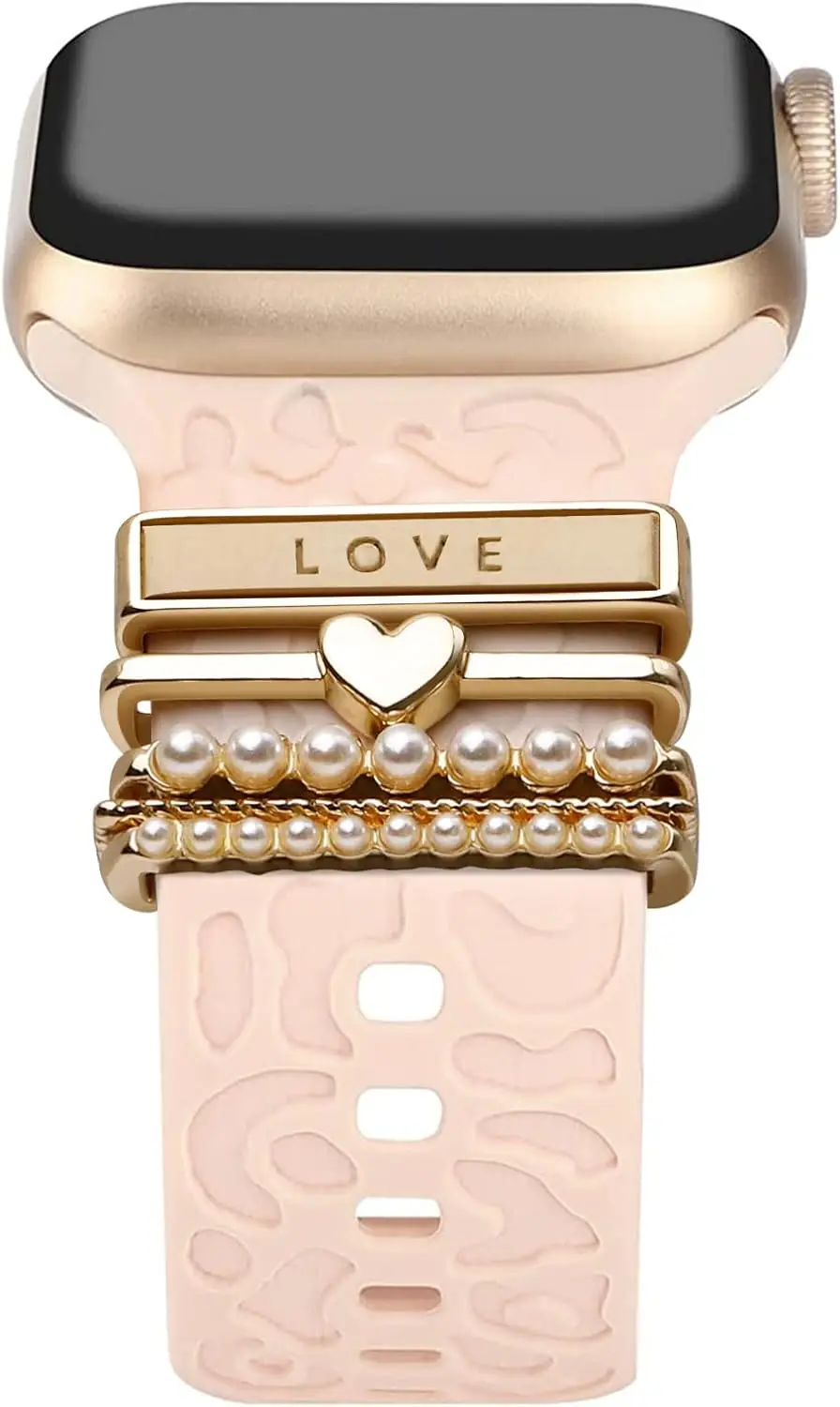 1 set of fashionable heart element designed smart watch accessories, suitable for decorating multiple smart watch straps