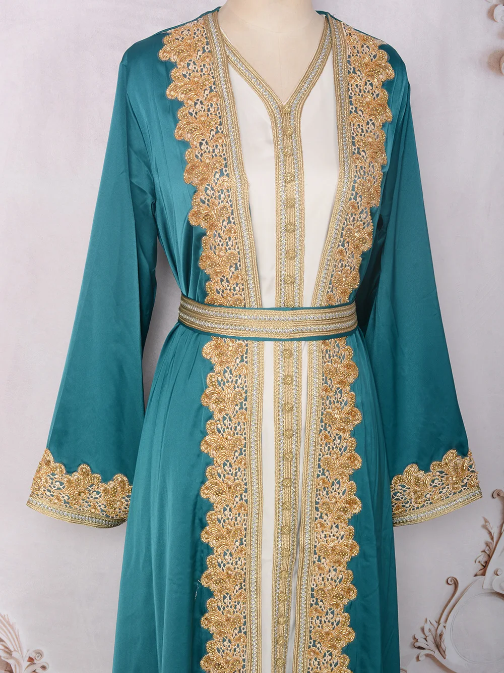 Moroccan Takchita for Wedding, Moroccan Kaftan Dress,2-Piece Set, Evening Party Arabic Dress, Appliques Caftan, Ramadan Eid