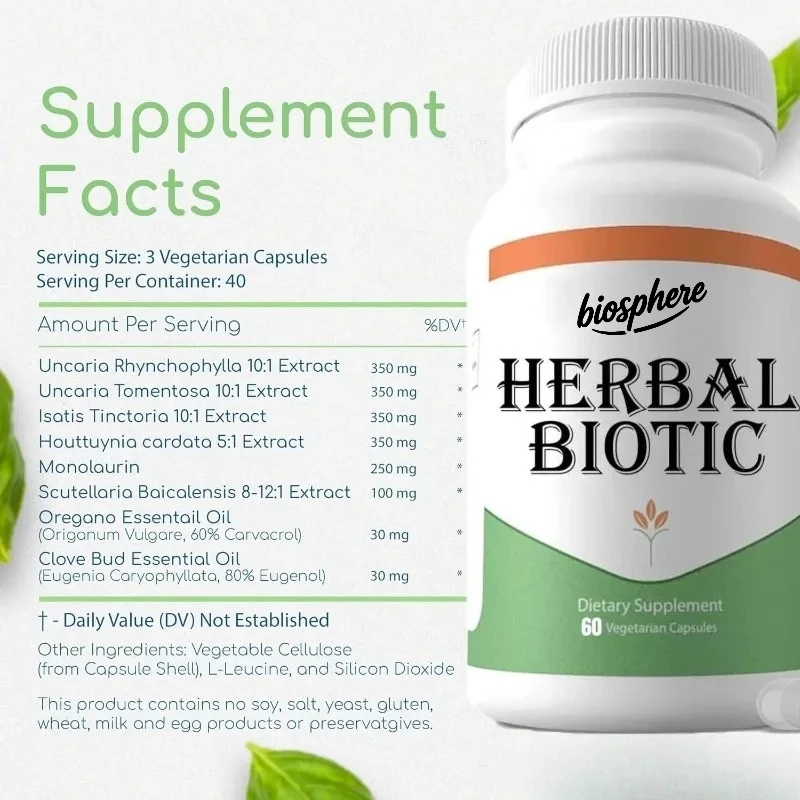 مخلب القطط العشبي مع البروبيوتيك - مكمل دعم المناعة، صحة الجهاز الهضمي، 60 كبسولة نباتية نقية