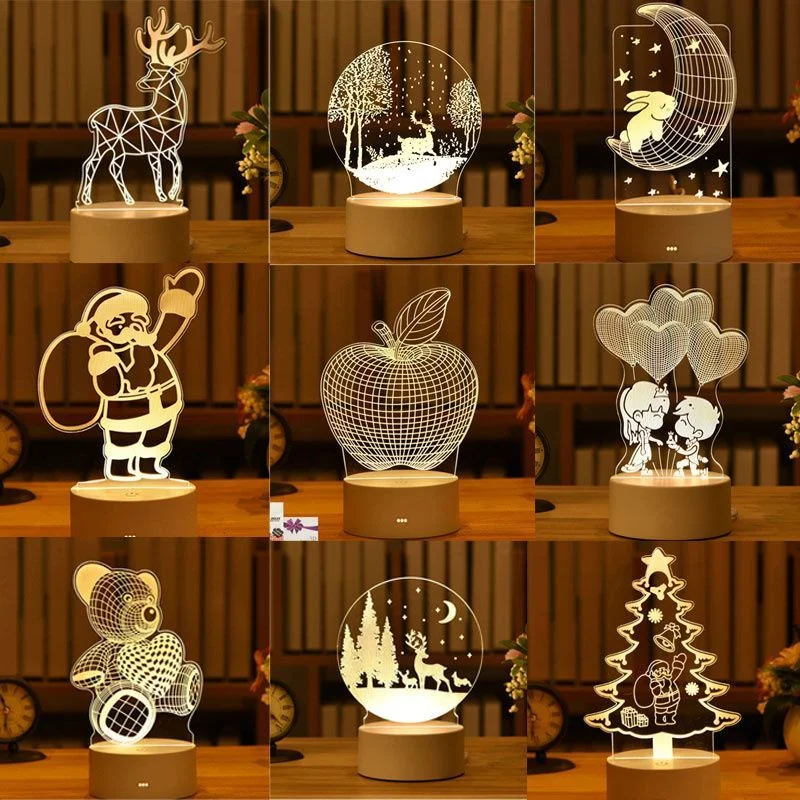 Birthday Christmas Gifts USB Power LED 3D Acrylic LED Night Lamp Fairy Lights for Bedroom Home Wedding Party Ramadan Decoration