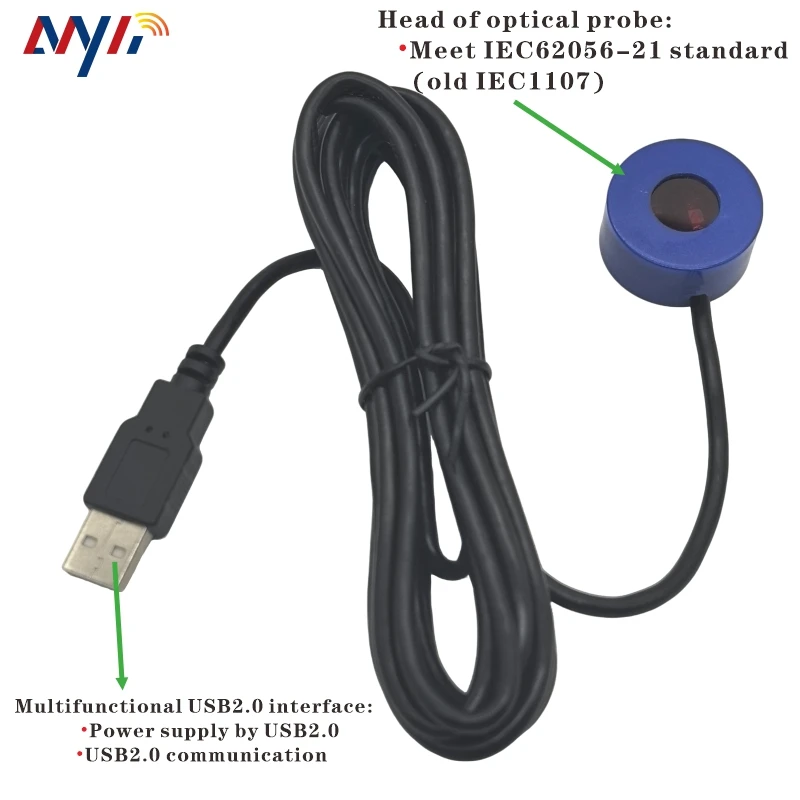 USB2.0 IR Optical Probe FT232 Magnet Filter DLMS Flow Water Gas kWh Meter AMR Infrared Communication