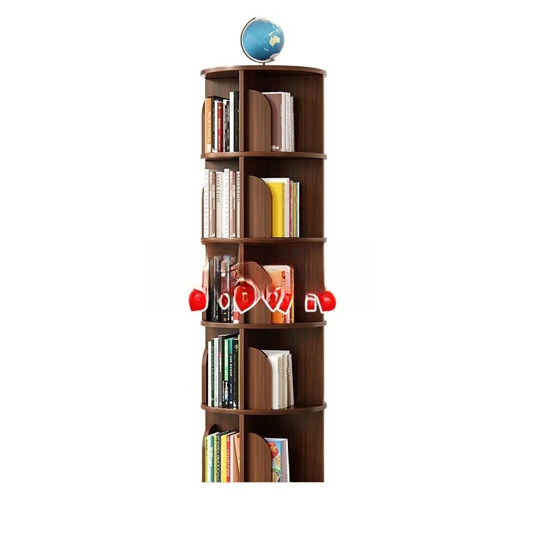 

Solid wood 360-degree rotation, bookshelf multi-layer floor shelf , storage rack for and students