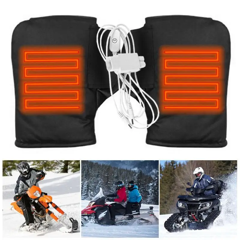 

Heated Handlebar Muffs Waterproof Electric Heating Handle Windproof Motorcycle Handlebar Gloves Winter Heating grip Covers