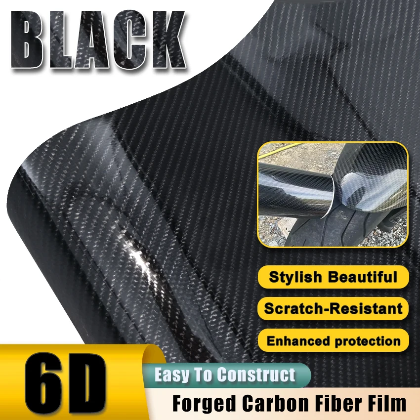 

Ultra Glossy 6D Carbon Fiber Vinyl Wrap Roll Air Release Self-Adhesive Stretchable Anti-Scratch Film Decal for Car Motorcycle