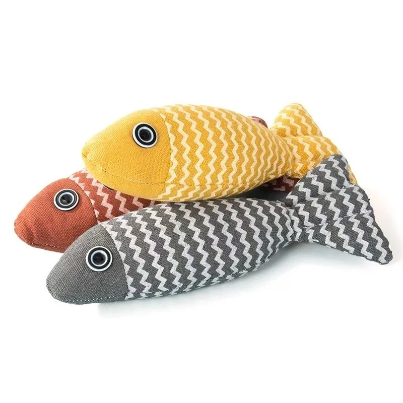 

OUWO Simulation Fish Pet Toy Fish Mint Fish Cat Toy Scratch Resistant Bite Resistant Artifact Burlap Fish Pet Supplies
