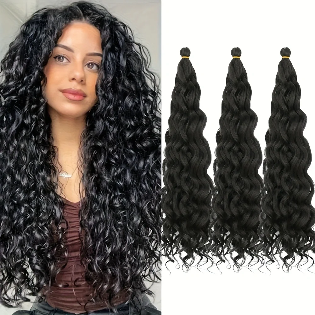 Extensiones de cabello trenzado sintético Hawaii Ocean Wave de 20 pulgadas, pelo Afro rizado Rubio degradado, pelo de ganchillo Natural para mujer