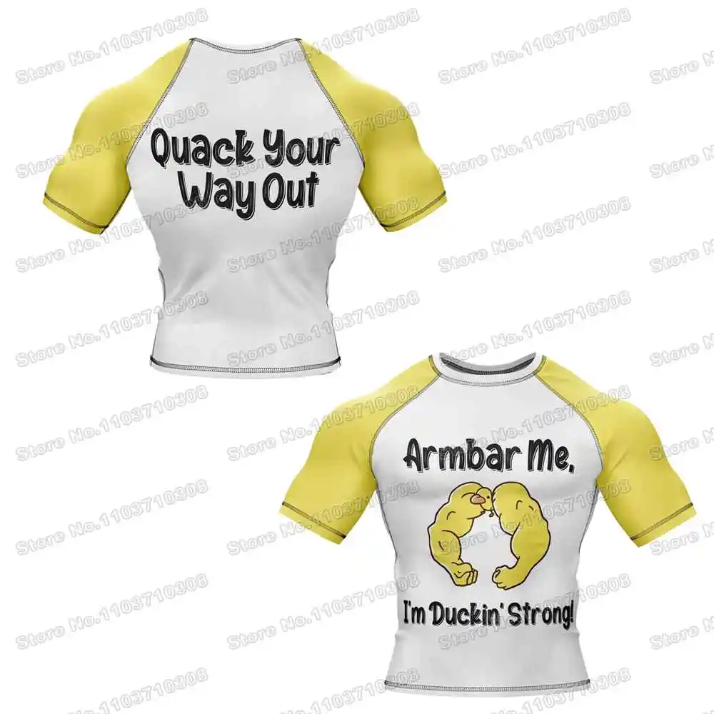 Quack Attack WWF Rash Guards تصفح جيرسي قمصان الشاطئ ملابس السباحة الغوص رياضة السراويل MMA BJJ الرجال جيو جيتسو اللياقة البدنية مجموعات