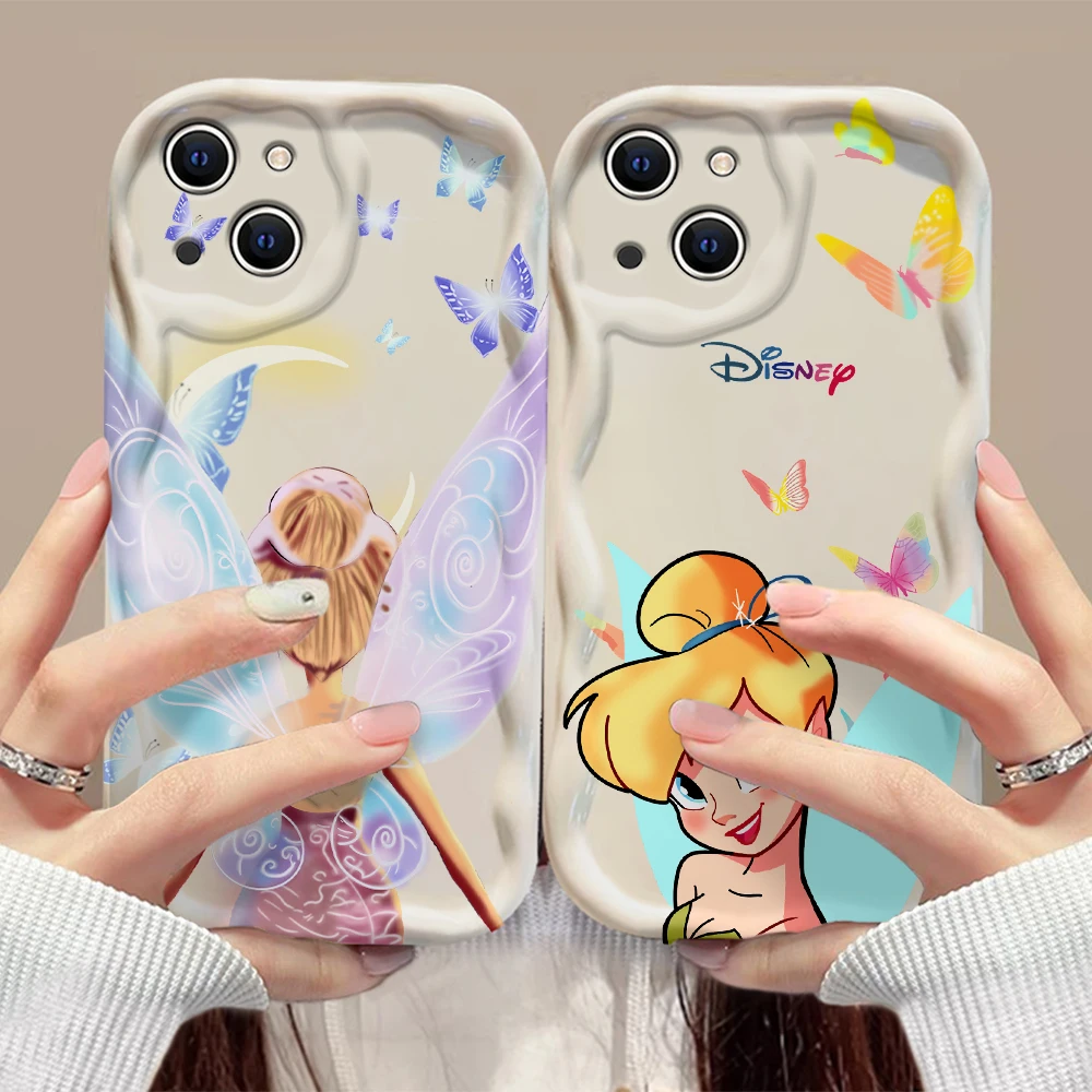 Cute Cartoon Tinkerbell Disneys 3D Wave Case For iPhone 15 14 13 12 11 Pro Max Mini X XR XSMAX 8 7 6S Plus Soft Silicone Cover