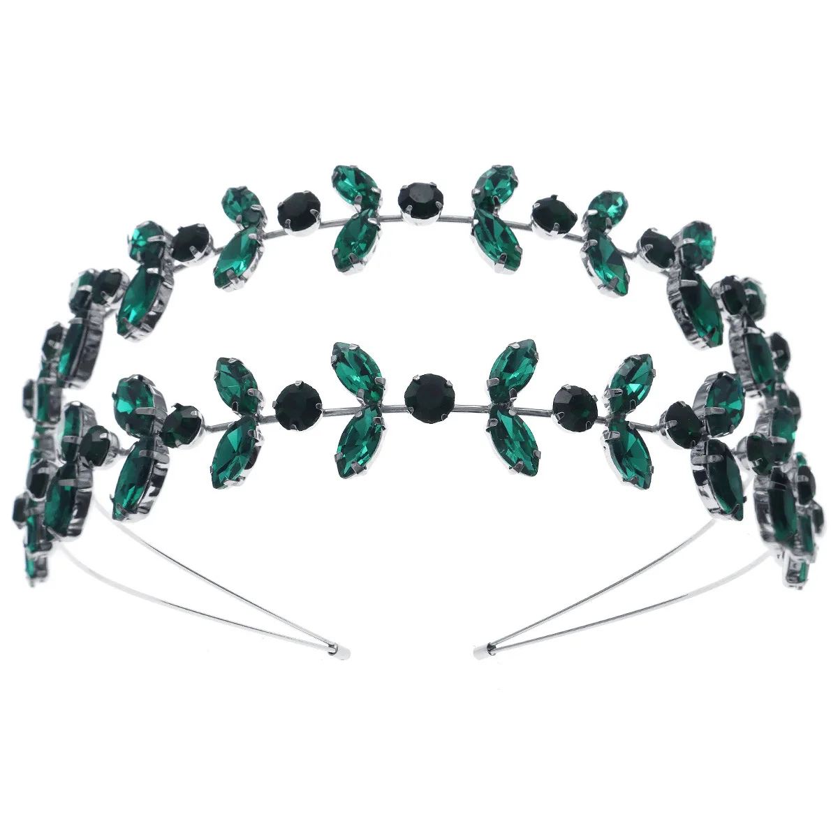 SLBRIDAL Handgefertigte Strass Smaragd Kristall Perlen Damen Mädchen Tiara Stirnband Braut Hochzeit Brautjungfern Krone Haarschmuck – Detail 1