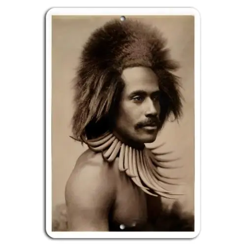 Vintage Polynesian Portrait: Timeless Elegance-Aluminum-tin sign