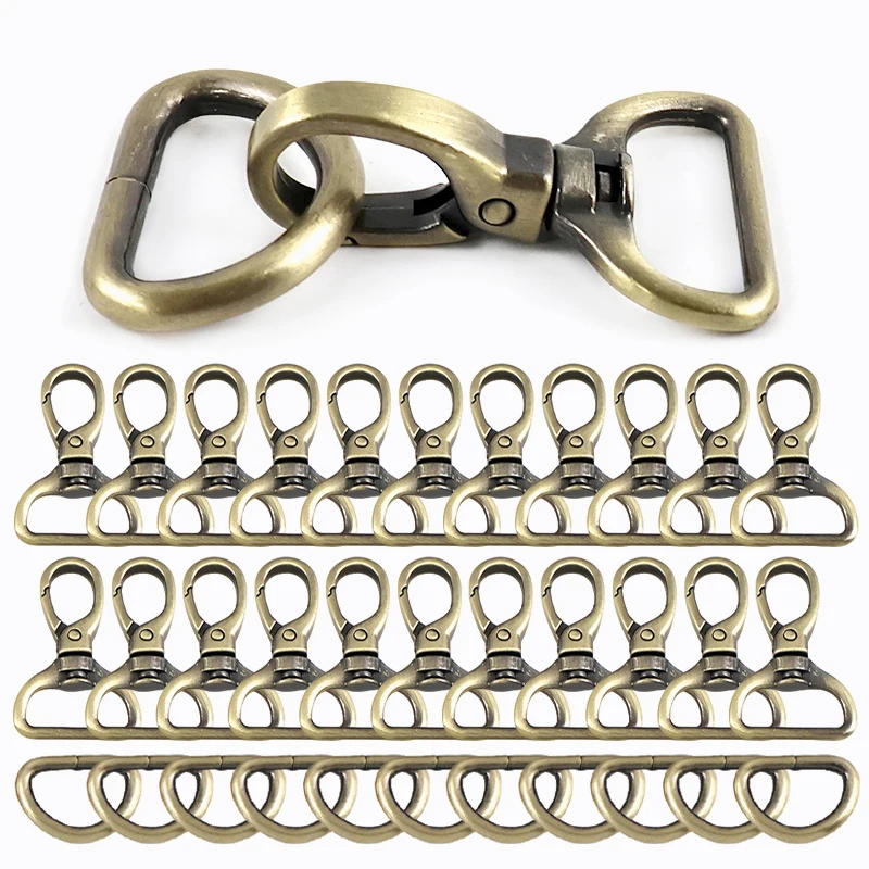 

10/20Sets Oval Metal Buckles Snap Hooks + D Rings Purse Dog Leash Lobster Clasp Keychain Clip Buckle DIY Bags Making Accessories