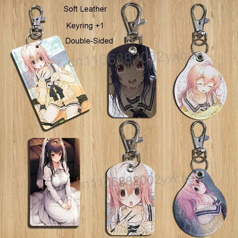Emotional fiction Miyuki Sone Totono Leather Keychain Badge Holder with Lanyard - ID/Access Card Holder, Key Ring Accessory