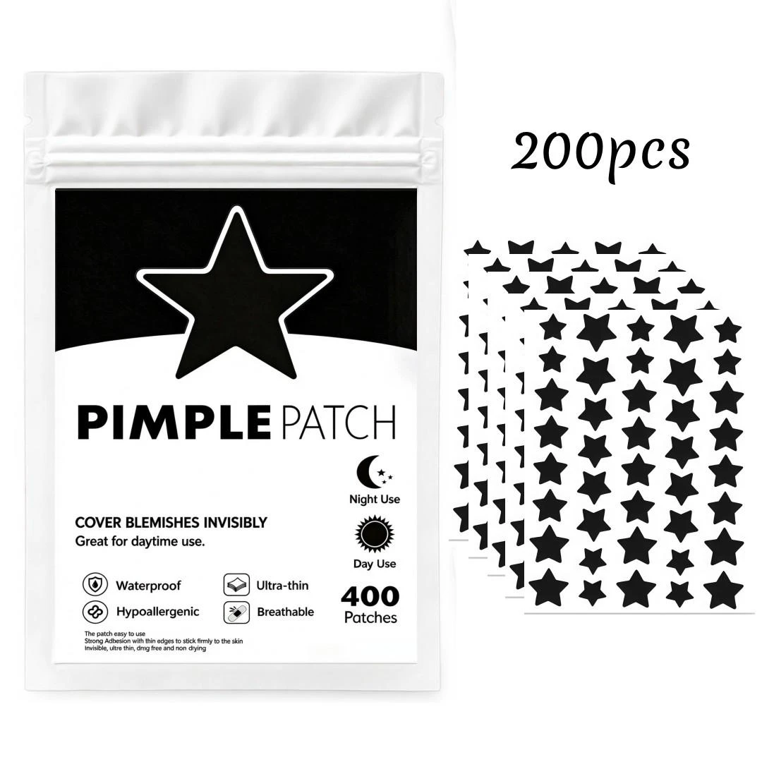 200pcs Black Star Hydrocolloid Pimple Patch Cute Acne Blemish Concealer Sticker Ultra Thin Waterproof Face Spot Skin Care