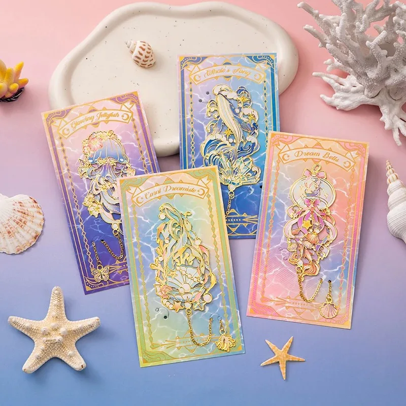 

1pcs Romantic and Dreamy Ocean Bookmark Gift Box Set Metal Book Clip Gift Give A Friend A Commemorative Small Gift