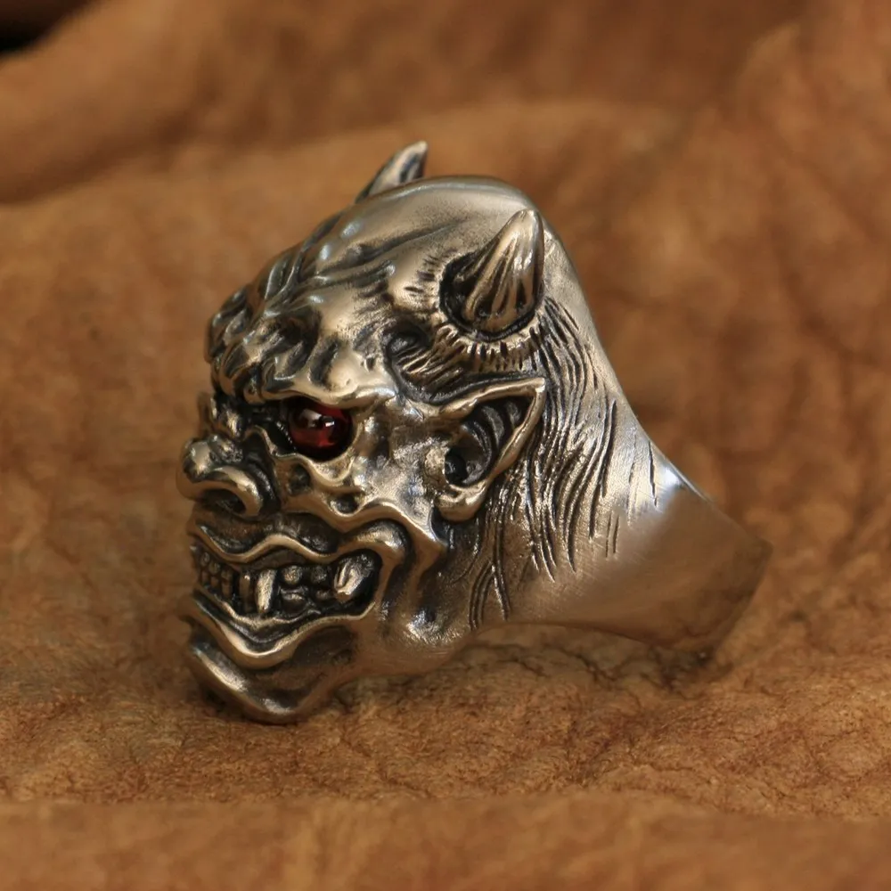 

Red CZ Eyes Cupronickel Japanese Ghost Prajna Ring CP254 US Size 7~15