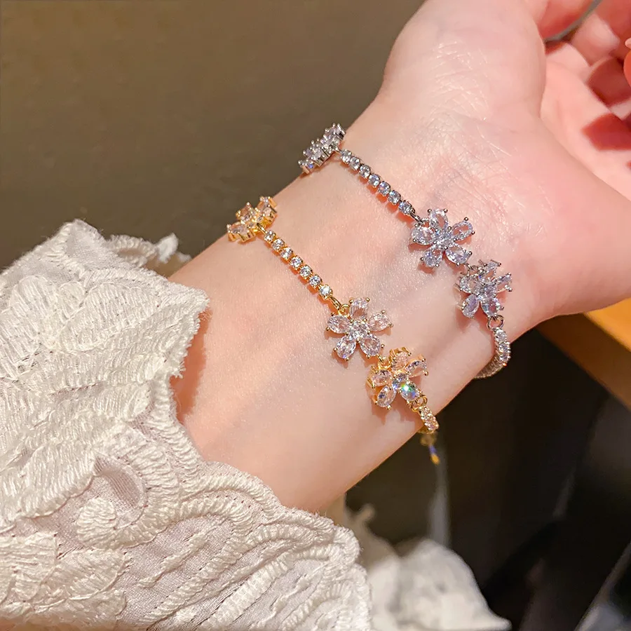 

Flower Pendant Bracelet Bangle - Stylish Delicate Versatile Elegant Office Jewelry for Women | Fashionable Daily Wear Handpiece