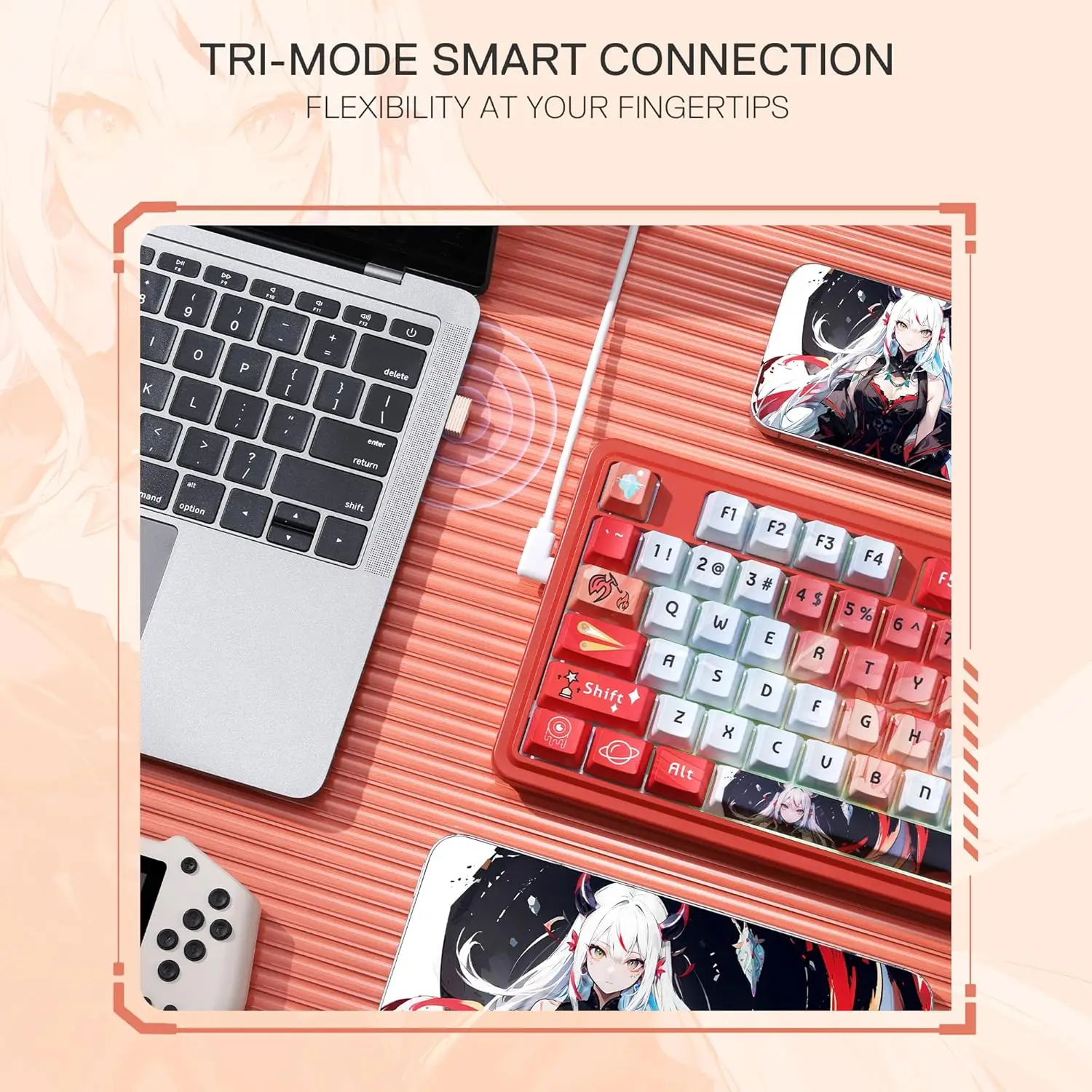 Redragon K673 PRO SE 81 مفتاحًا لاسلكيًا RGB 3-Mode Anime Mechanical Hot-Swap المقبس لوحة مفاتيح الألعاب، مفتاح خطي هاي فاي مخصص