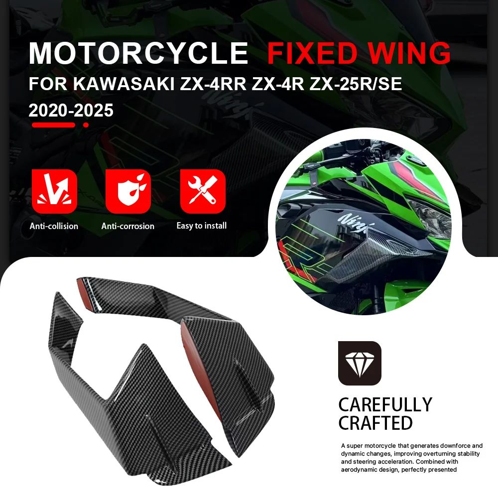 

Motorcycle Front Fixed Wing Spoiler Aerodynamic Side Winglet For Kawasaki ZX-4RR ZX-4R ZX4R ZX4RR ZX-25R/SE ZX25R/SE 2020-2025