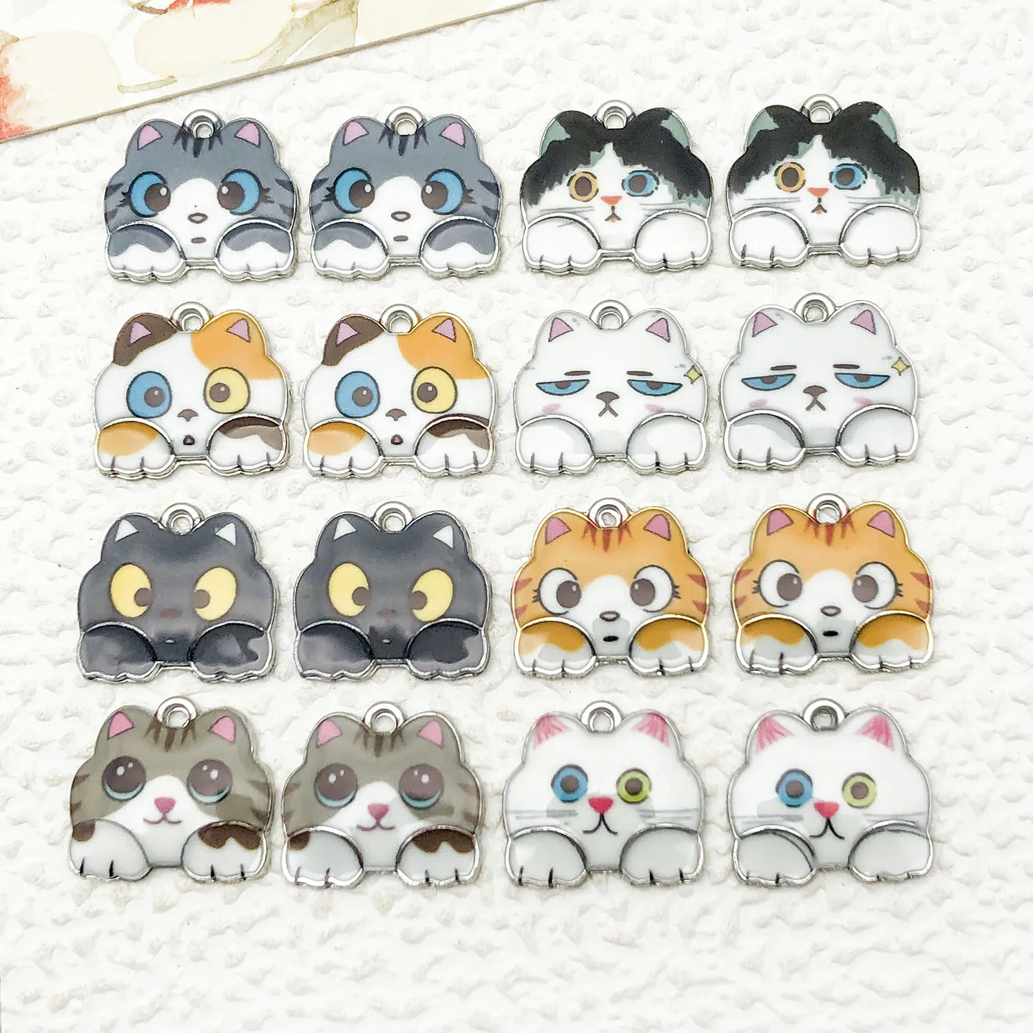 

Mix 16pcs/Drop Oil Printed White K-Cat Series Jewelry Making DIY Craftsmanship Halloween, Easter, Thanksgiving Fashion Accessory