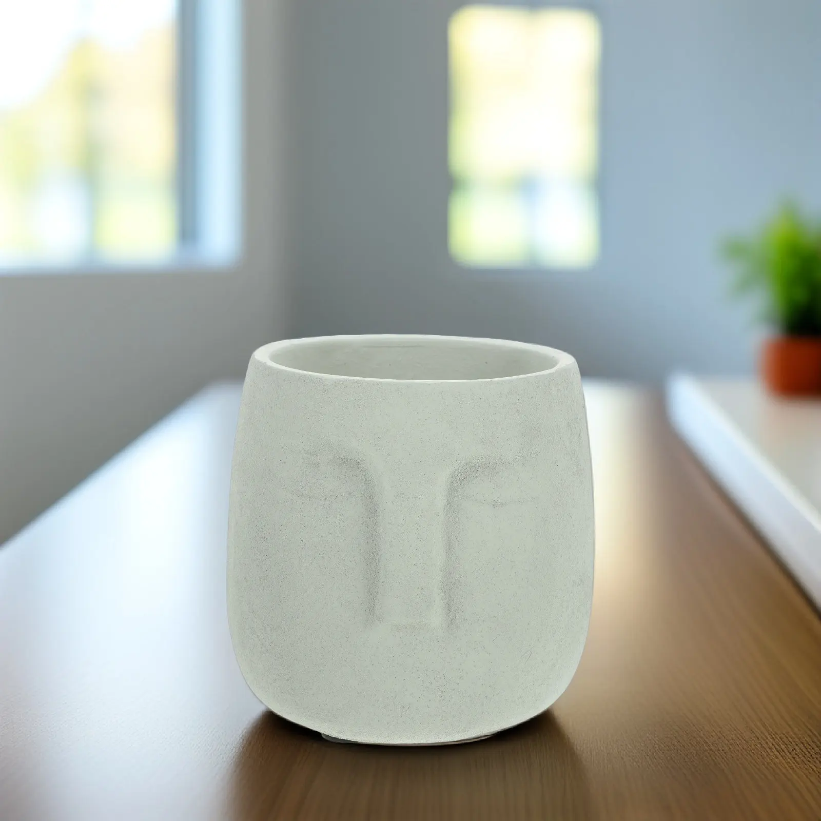 Face Sandblasted Ceramic Flower Pot – Abstract Nordic Planter for Home Office Decor & Indoor Plants