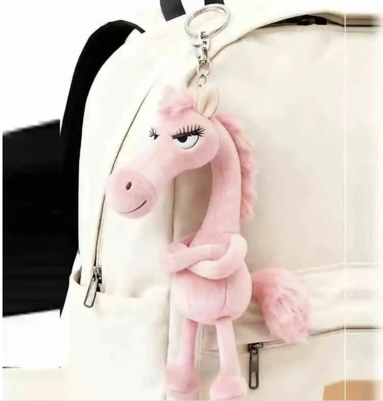 2026 Cartoon Zwart Paard Pluche Sleutelhanger Rugzak Handtas Charme voor Jongens Meisjes Chinese Dierenriem Jaar Nieuwjaar Cadeau