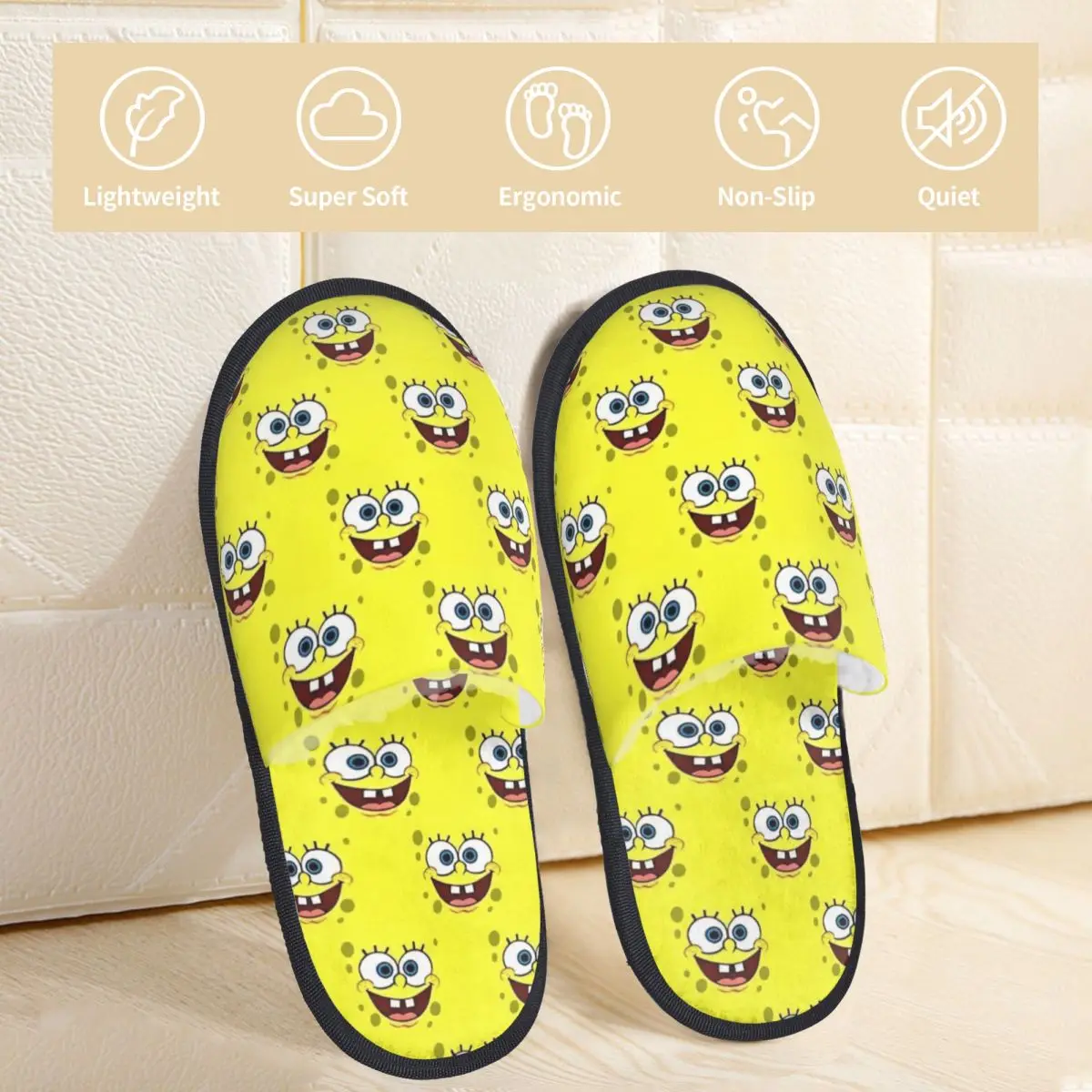 SpongeBobed Anime Cartoon Slippers for Woman Man Home Shoes Warm SPA Slippers