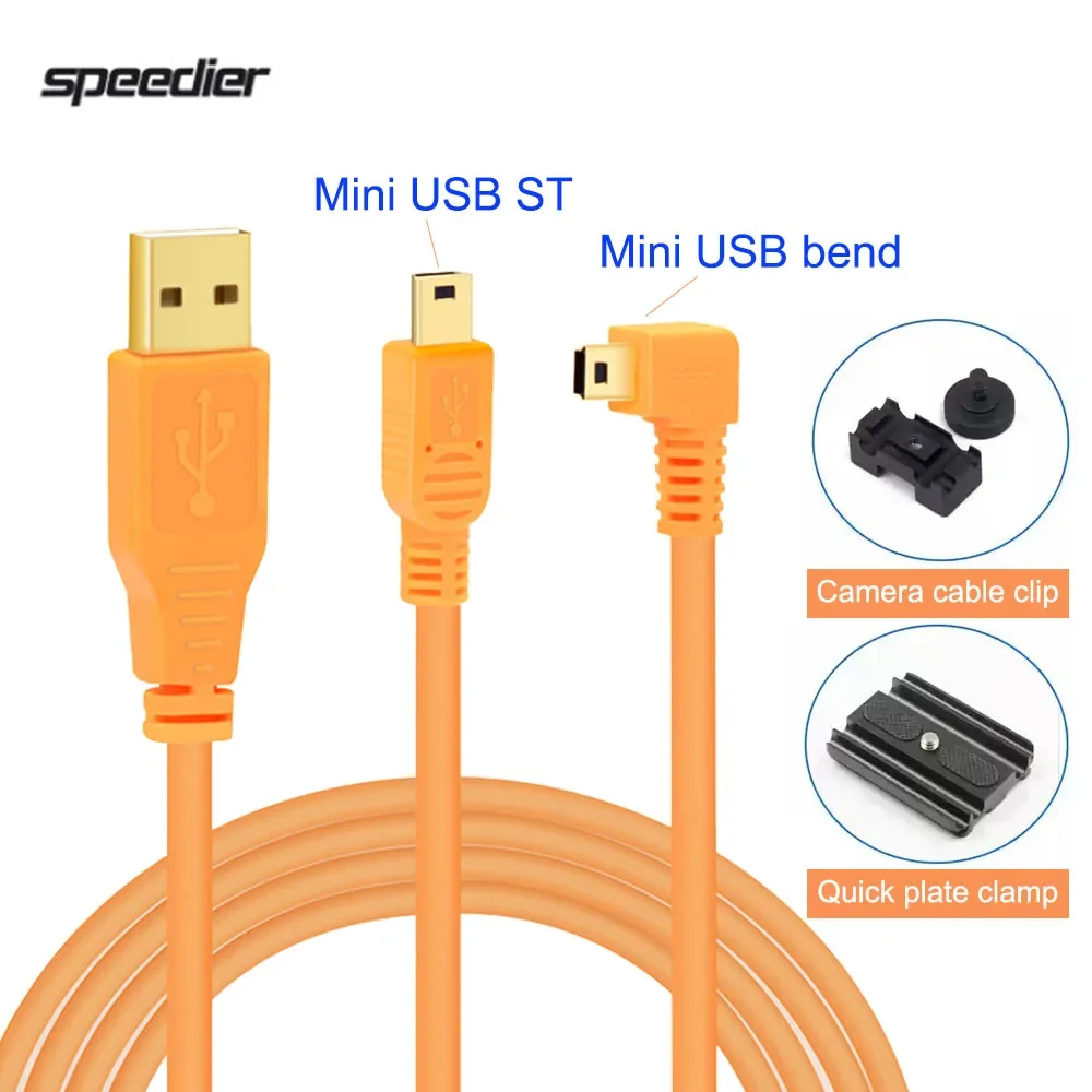 

USB Mini Type-C Tethered Shooting Cable for SLR Camera Computer - Compatible with Canon 5D2 6D2 and Nikon D7000 D80 Data Line 5M