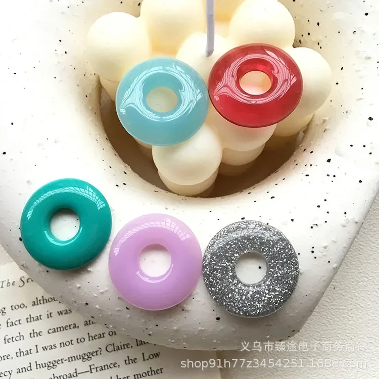 5pcs Korean Geometric Round Hollow Circle Jelly Resin Accessories Diy Hand Earrings Hair Clip Material Wholesale