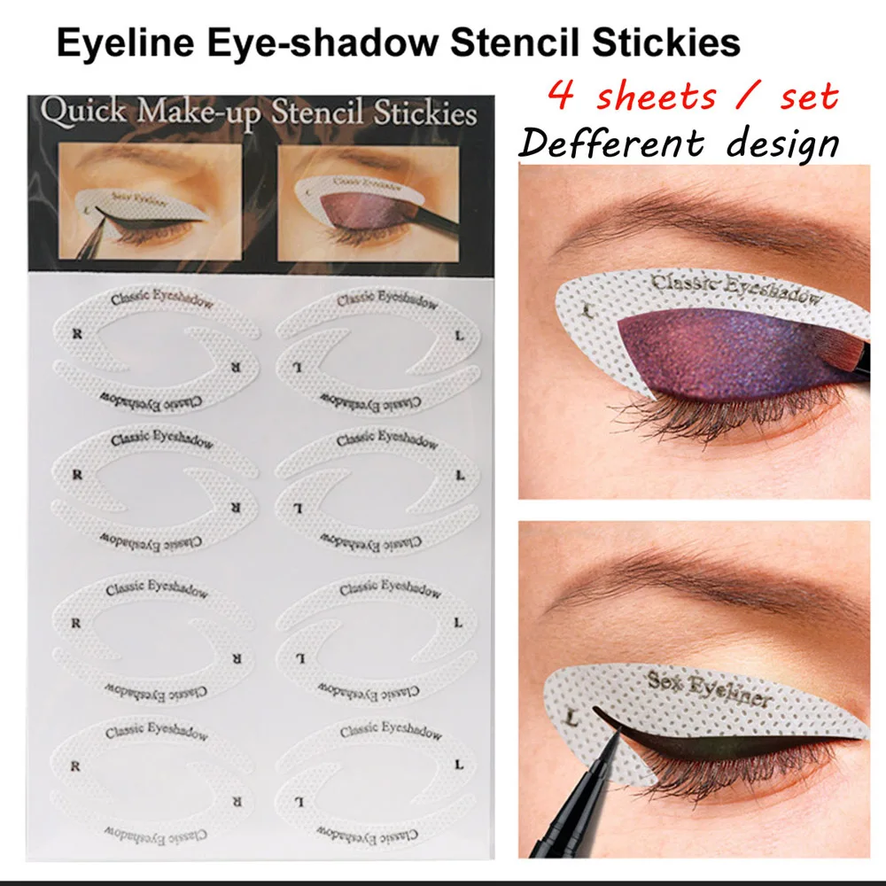 4 fogli modello di trucco adesivo strumenti per stencil per sopracciglia adesivo per stencil per ombretto eyeliner