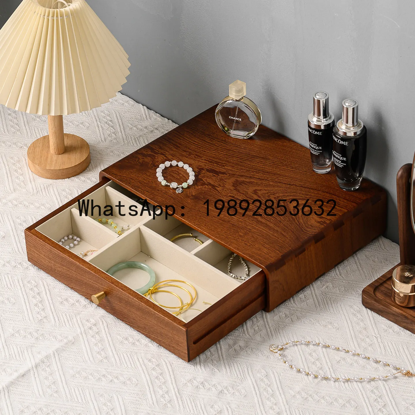 

All solid wood multi-layered grid desktop drawer-type jewelry box large capacity jewelry storage box storage box elevated shelf