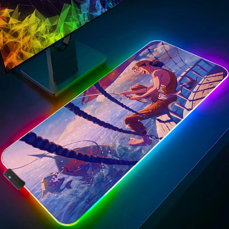 

Mouse Pad one piece Usopp RGB Gaming Accessories Gabinete Gamer PC Computer Desk Mat Backlight Keyboard Tablet XXL Mousepad LED